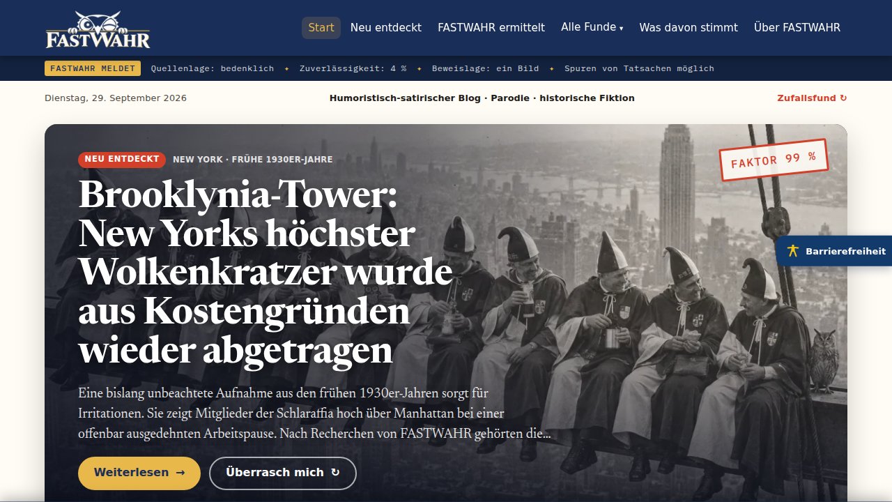 Startseite FASTWAHR &ndash; Satire-Magazin